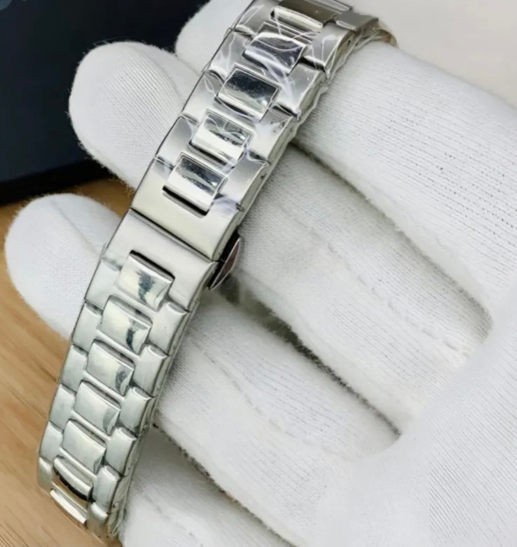 Luxury Men's Watch – Blue Dial, Stainless Steel Strap, Date Display