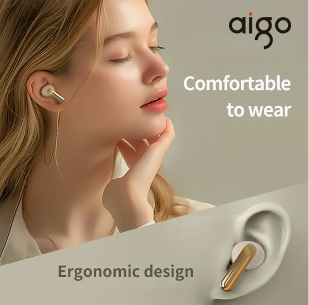 Aigo 5.4 TWS Wireless Earbuds – LED Display & Built-in Mic