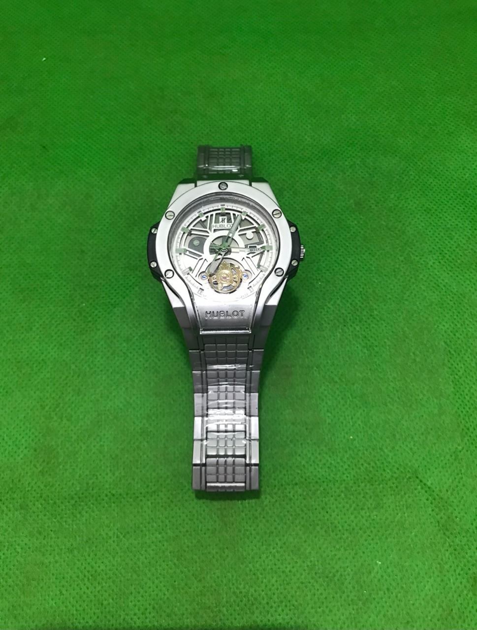 Luxury Hublot Style Quartz Men’s Watch – Stainless Steel Silver Edition