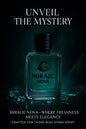 Premium men's long-lasting perfume with vibrant citrus, warm spices, floral heart, and deep woody musk base – Miraje Nova.