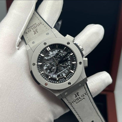 Men's Luxury Chronograph Watch – Stainless Steel & Leather Strap